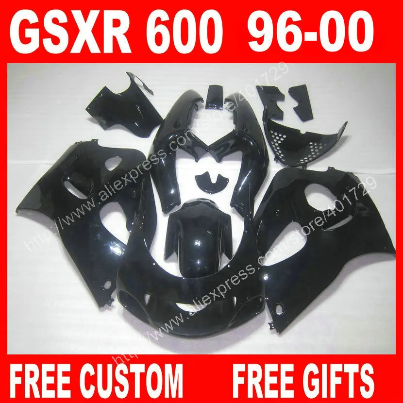 Fairings for SUZUKI 1996 1997 1998 1999 2000 SRAD GSXR600 GSXR750 96-99 glossy black GSXR 600 750 fairing set customizable