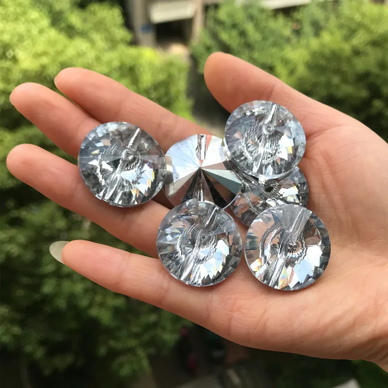 20pcs/lot 23/25mm bright Glass Crystal Buttons Upholstery Sofa Bed Headboard Clothes coat Gem design Decor Furniture for Sewing