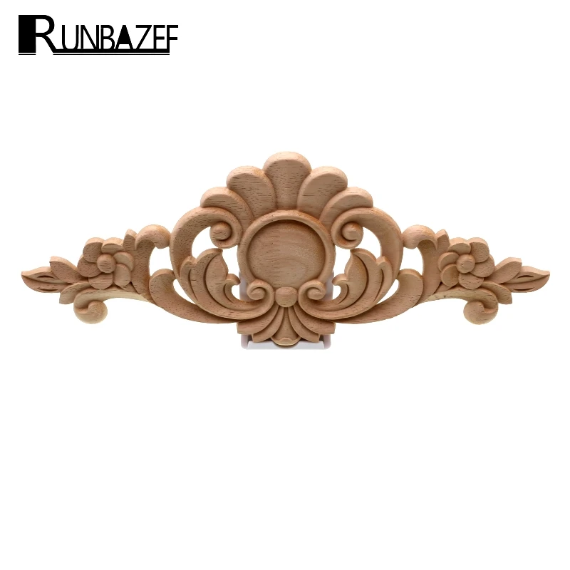 RUNBAZEF Carved Wood Applique Real Furniture Decorative Cabinet Flowers Figurines Miniatures Ornaments Vintage Home Decor Craft