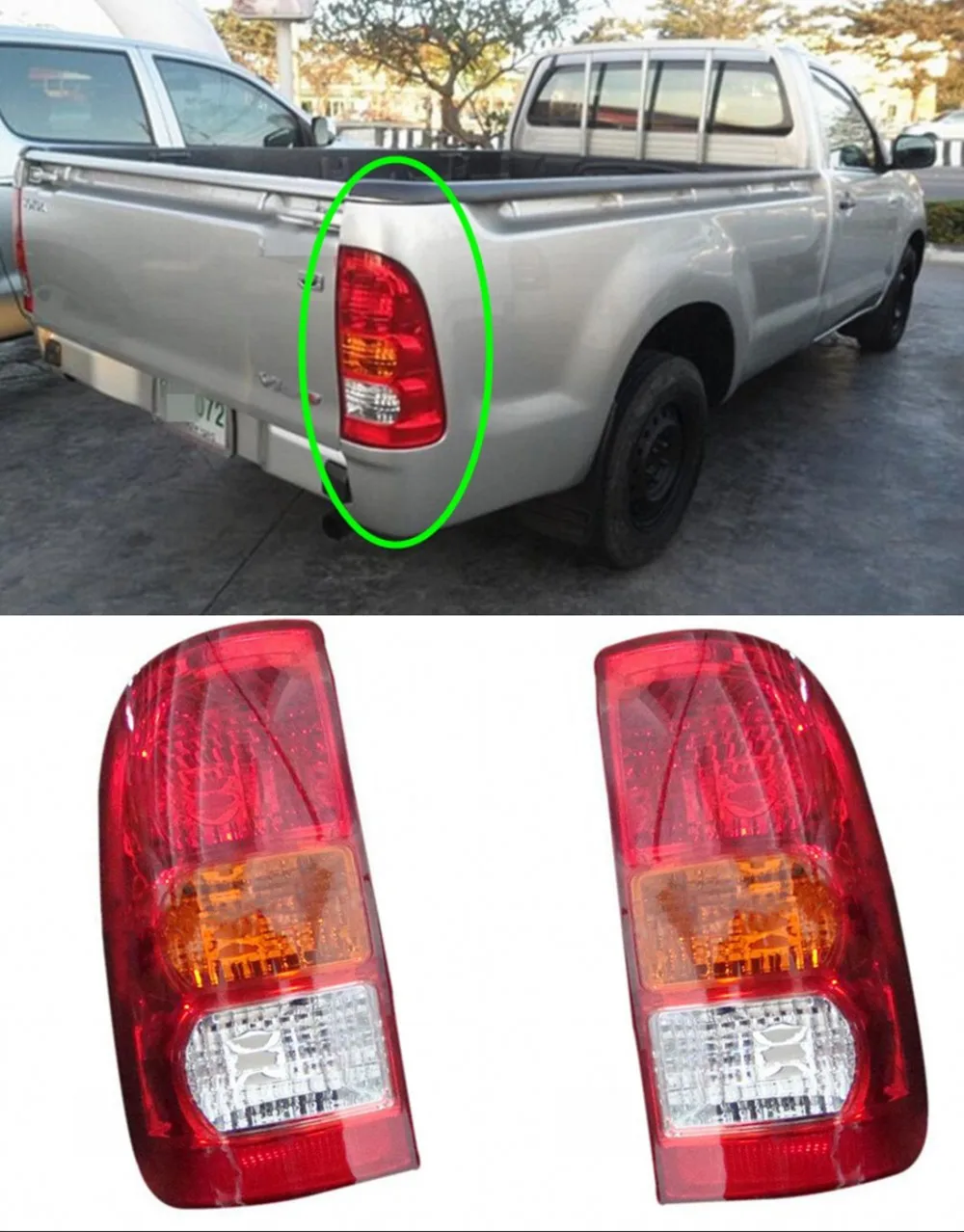 JanDeNing 2 pieces Tail Light Reversing Light Rear Light Lamp for Toyota Hilux  Vigo Sr5 Mk6 2005-2011