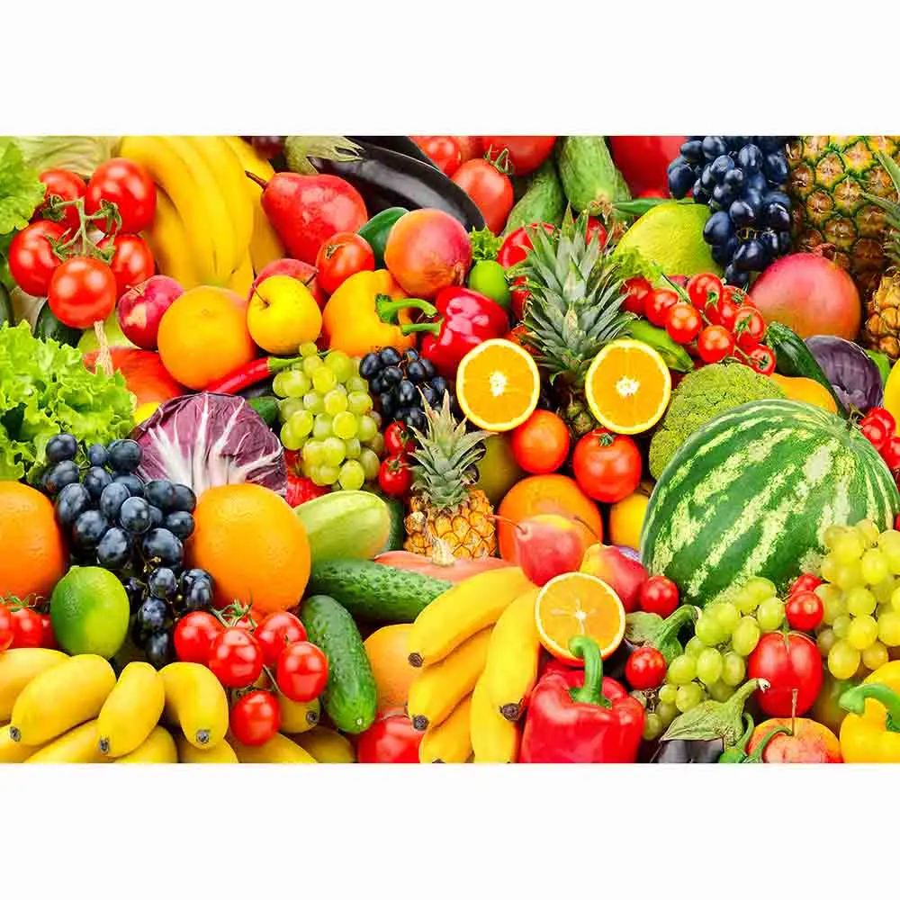 Allenjoy wallpaper backdrop natural delicious bright fruit vegetables colors summer Fruity party photocall camera background