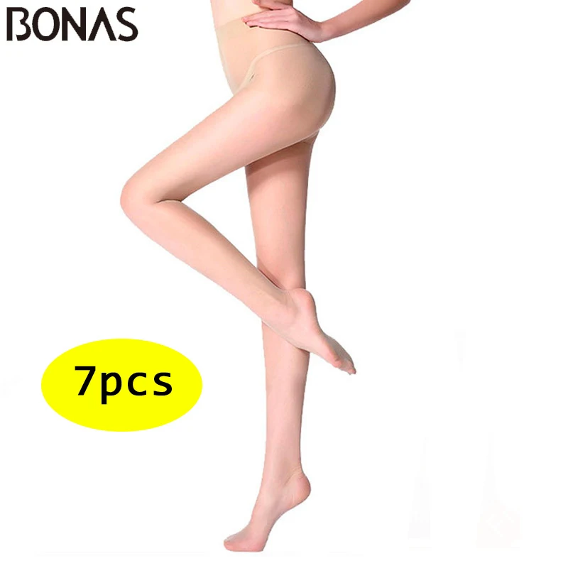 

BONAS 7pcs/lot 15D Sexy Ultra-thin Velvet Tights Women Superelastic Breathable Pantyhose Lady Tear-resistant Stockings Female