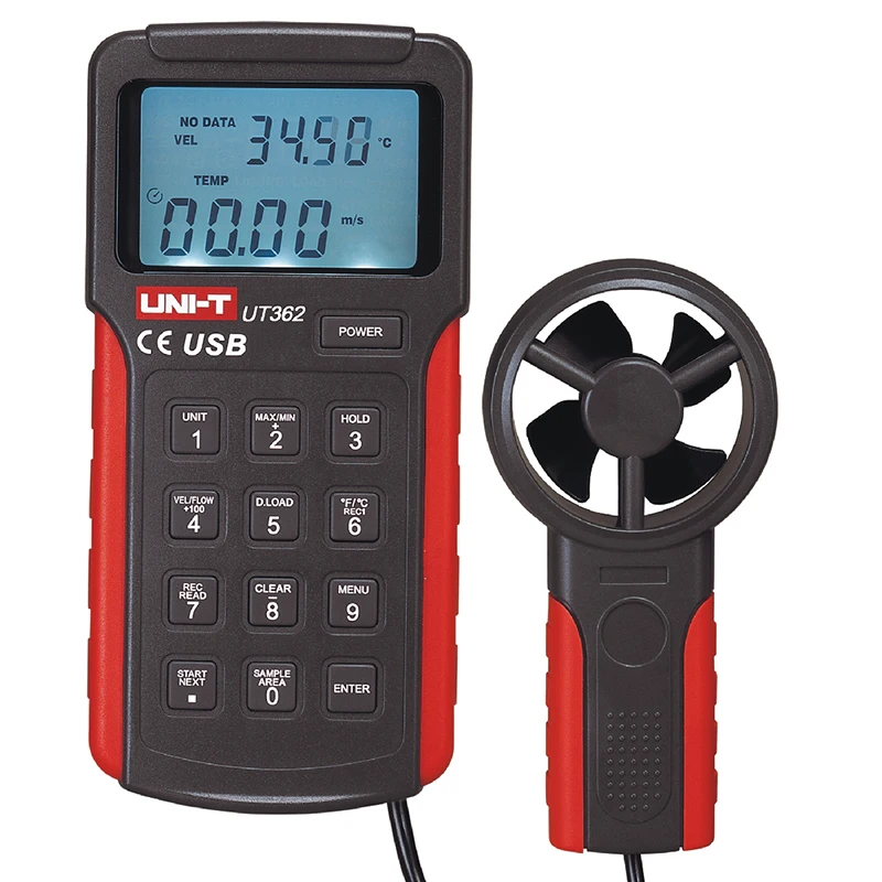 UNI-T UT362 Anemometer Wind Speed Tester Wind Count Measurement Unit Switch LCD Backlight USB Data Transmission Temperature