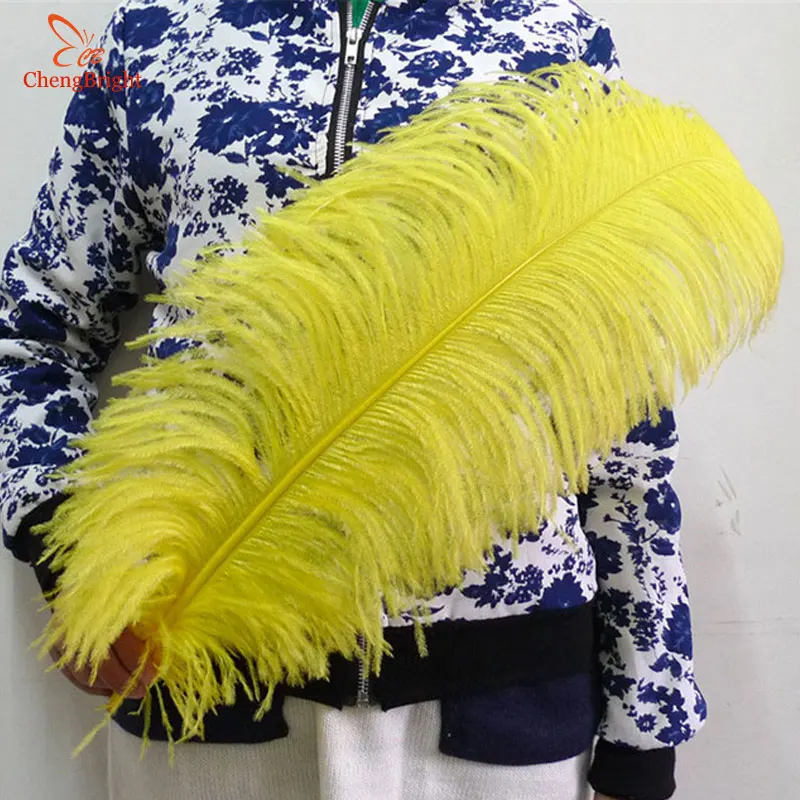 CHENGBRIGHT 100pcs 60-65cm Big Pole Ostrich Feather Plumes For Party Home Wedding Decorations Plume High Quality Ostrich Feather