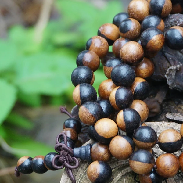 8mm * 108 * Natural Sandalwood Beads / Yin-Yang / Loose Beads Japa Mala Prayer Bracelet Necklace DIY Accessories Black Brown