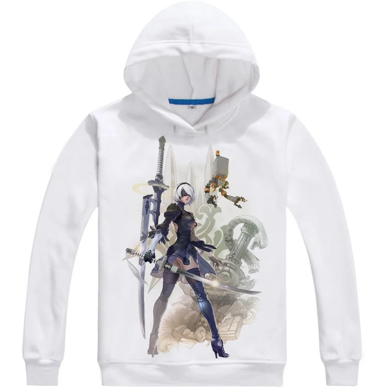 Nier Automata 2B YoRHa No 2 Type B Mens Hoodies Soulcalibur VI Soul Calibur 6 Men Sweatshirt Streetwear Anime Hoodie Long Hooded