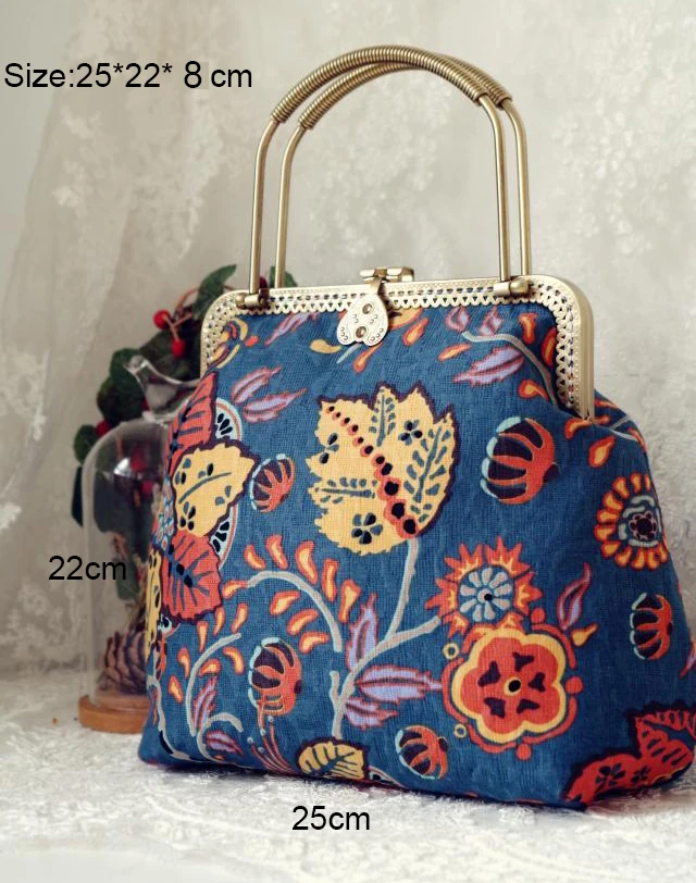 Female Handmade Aesthetics Cottage Retro Flower Handbag Summer Hippie Boho Bohemian Chic Tribal Ethnic Folk Blue Shoulder Bag