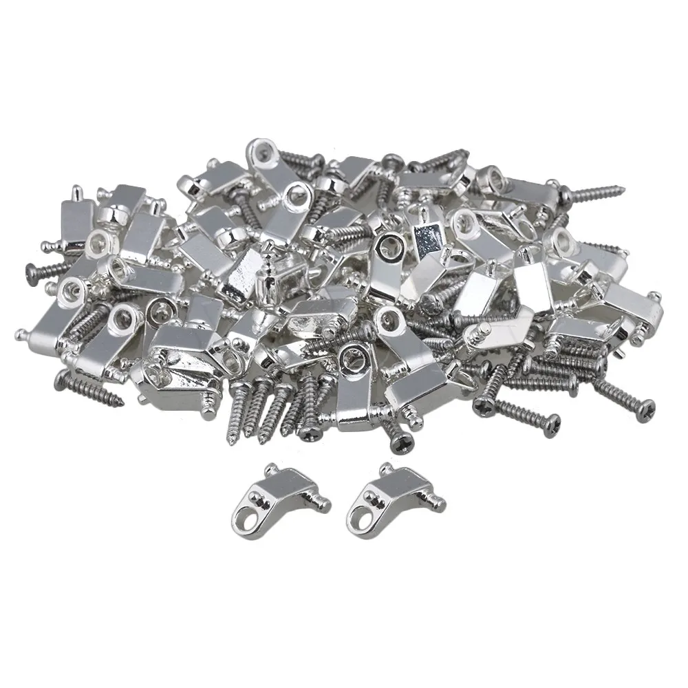 

Yibuy 100Pcs Silver Copper Electric Guitar Roller String Trees Guide with Screws