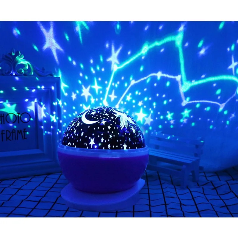 Rotating Night Light Projector Lamp Starry Sky Star Unicorn Children Kids Baby Sleep Romantic Led Projection Lamp USB/AA Battery