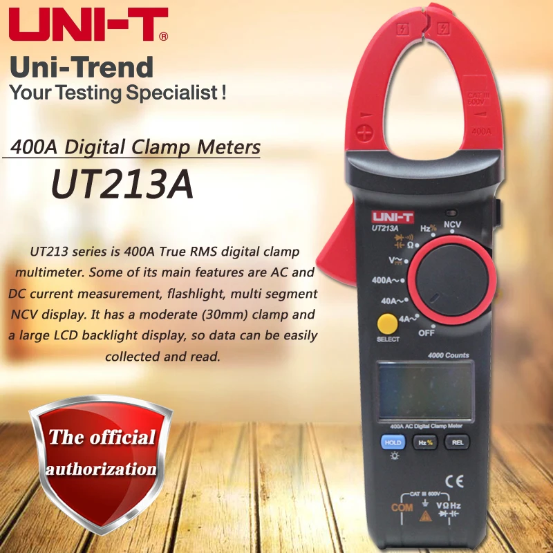 UNI-T UT213A/UT213B/UT213C True RMS 400A Digital Clamp Ammeter/3999 Display/Resistance/Capacitance Measurement