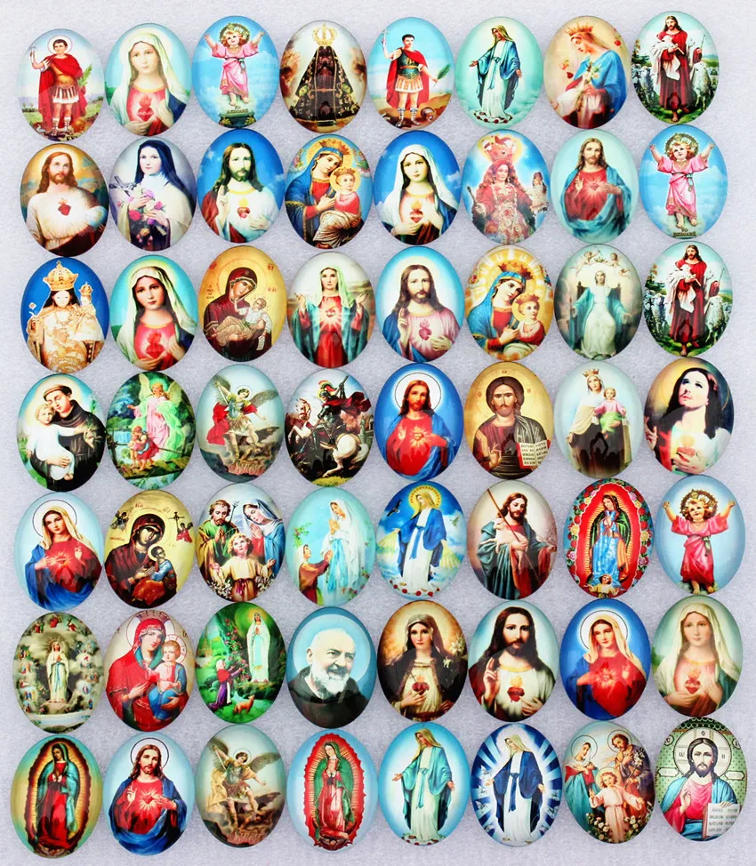 30x40 مللي متر عشوائي مختلط المسيح الملاك العذراء مريم العذراء. البيضاوي الزجاج كابوشون Flatback الصورة قاعدة صينية فارغة اكسسوارات 5 قطعة #2