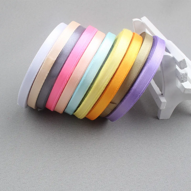 Pure color ribbon satin 6mm gift packing wedding DIY ribbons decoration 25yards roll 5 rolls lot 20 colors choice