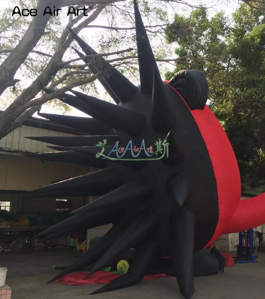 Giant Red Black Animal Model Inflatable Hedgehog Urchin Replica for Advertising and Exhibition