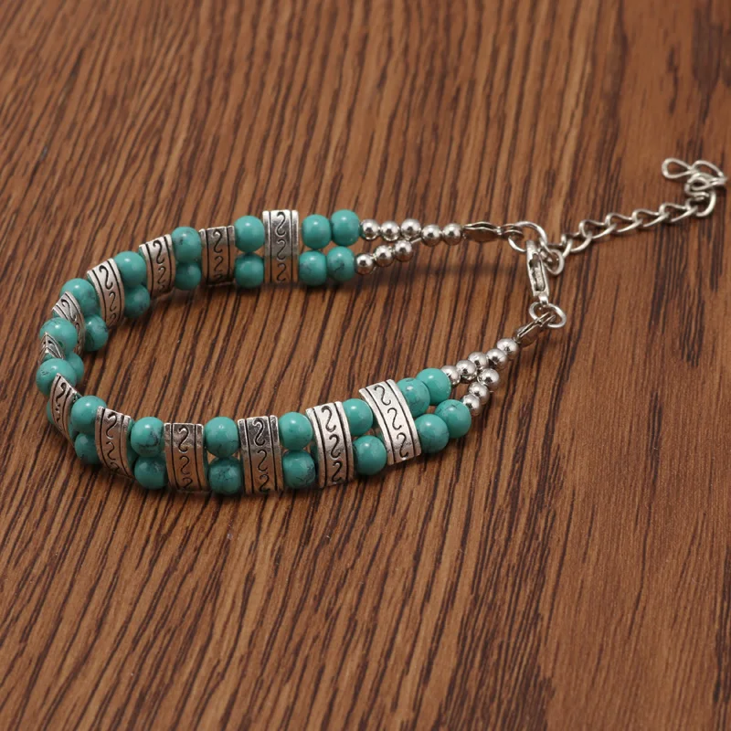 Aihua Maxi 2 Layers Carved S Shape Natural Stone Beads Bracelets & Bangles for Women Vintage Boho Bijuterias