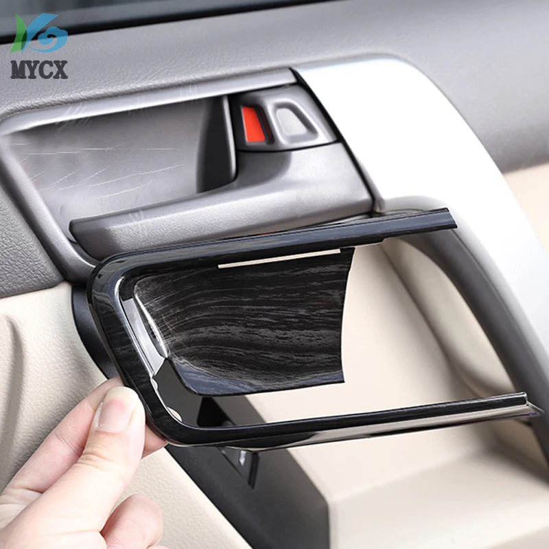 

4pcs Black Wood Grain Car ABS Interior Door Bowl Cover Trim For Toyota Land Cruiser Prado FJ150 150 2014-2018 Accessories