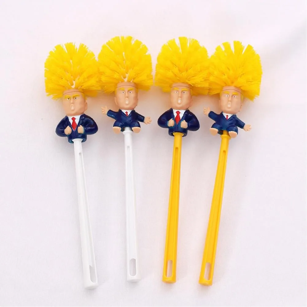 1PC Funny Toilet Supplies Bathroom Cleaning Tools WC Borstel Donald Trump Toilet Brush Base Home Hotel Bathroom QA 021