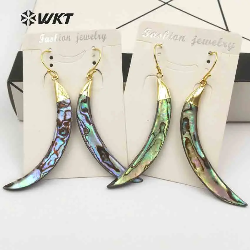 WT-E130 WKT Designer Natural paua shell earrings beautiful genuine abalone earrings with gold dipped in free shipping