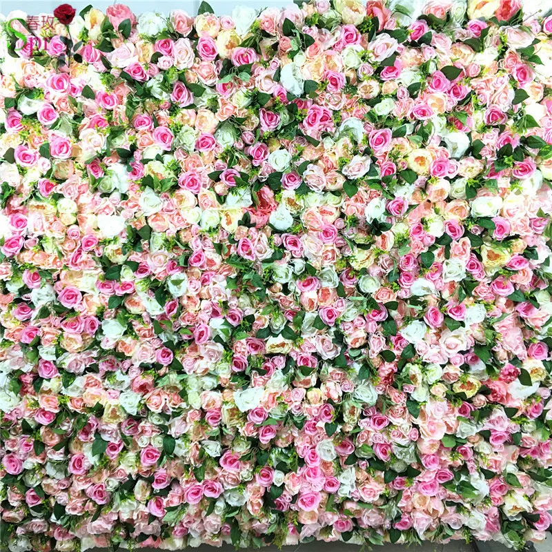 

SPR Artificial silk rose flower wall with green wedding backdrop arrangement decoration flower wedding centerpiece