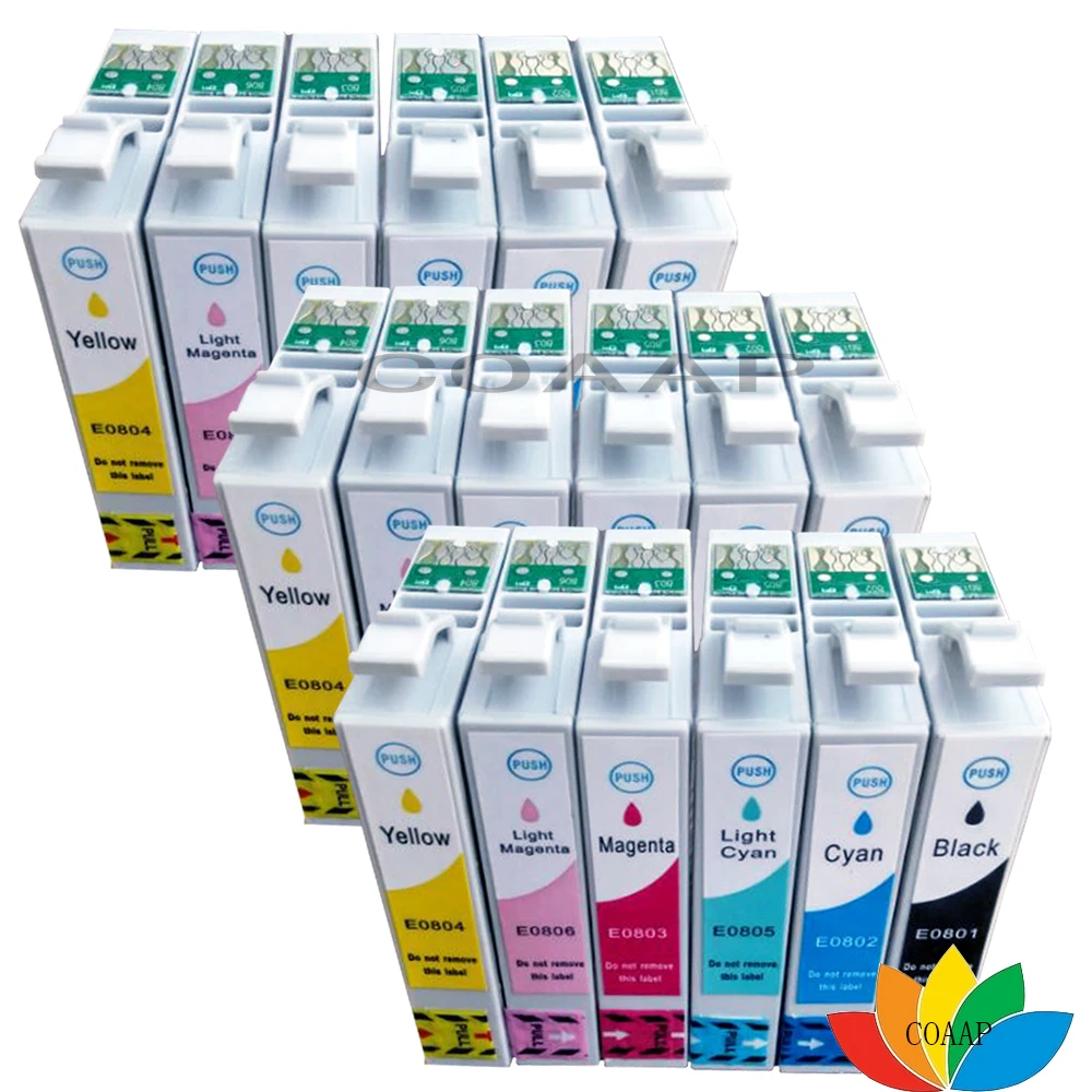 Imagem -01 - Cartuchos de Tinta Compatíveis T0801 T0802 T0803 T0804 T0805 T0806 para Epson Stylus P50 Px660 Px650 Px700w Ppx720wd Px730wd 18