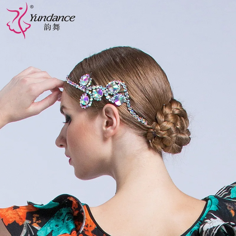 Lady New Dance Headwear Female Waltz Dance Headdress Girls National Flower Latin Competition Diamond-encrusted Accessories B6583