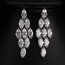 Emmaya Fashion Luxury Bride Wedding Earrings 9 pcs CZ Simulated   Cubic Zirconia White Gold Color Engagement Jewelry Party Gift
