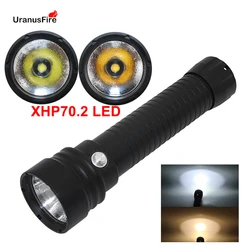 Scuba Diving Flashlight XHP70.2 LED dive torch light Underwater 100M NEW32650Diving flashlgiht torch powered by 2*32650/26650