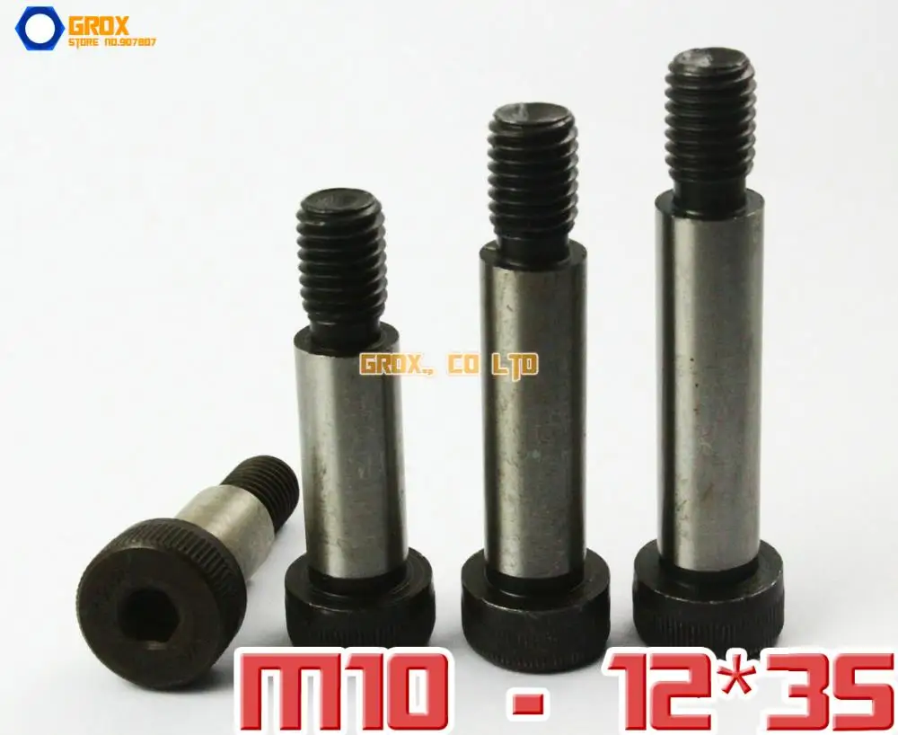 5 Pieces M10 Threaded 12 x 35mm 12.9 Grade Alloy Steel Hexagon Socket Head Shoulder Screw Bolt