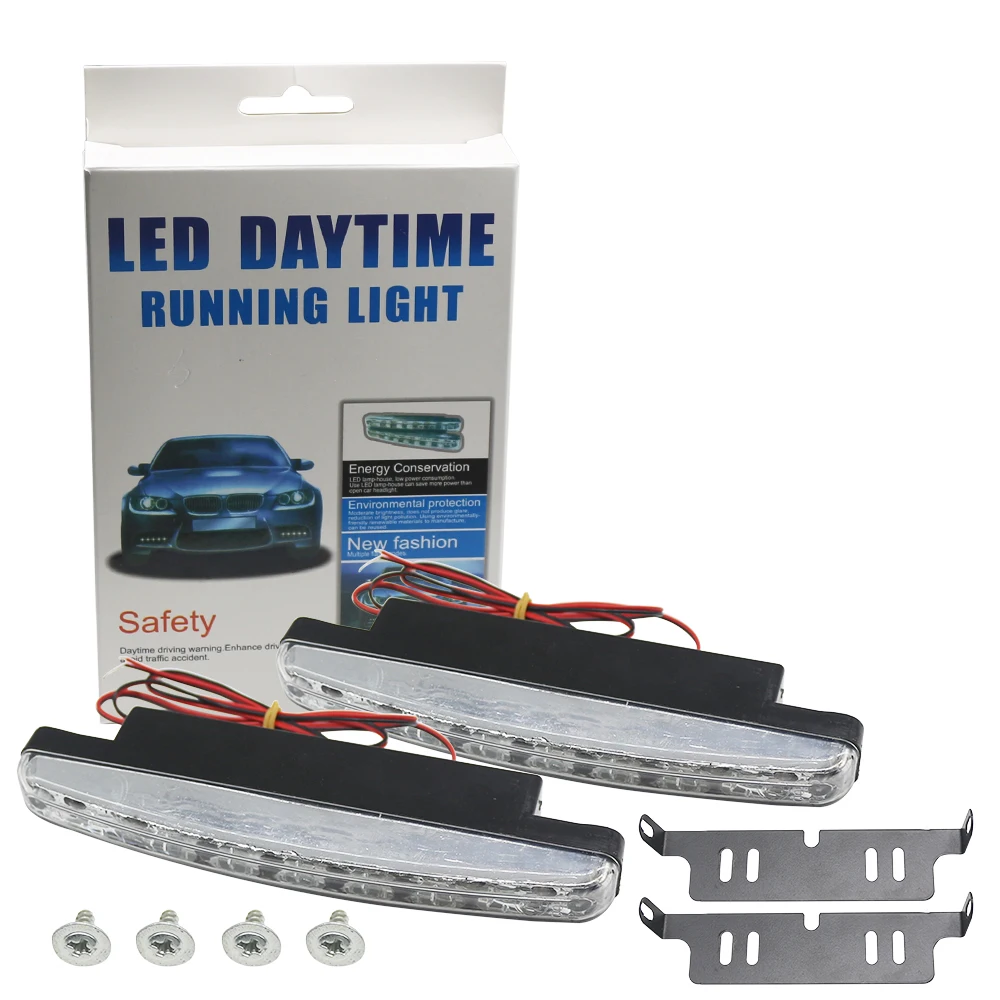 1 coppia DRL LED Daytime Corsa E Jogging Luci 8 LED 6000K Bianco Auto Auto Fari Luci di Guida Della Luce Della Lampada Auto-syling di Alta Qualità DC 12V