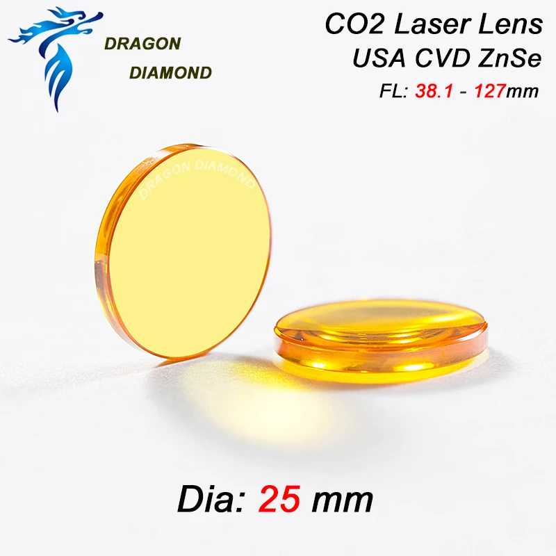 DRAGON DIAMOND USA ZnSe Co2 Laser Focus Lens Dia.25/28mm Focus Length 38.1-127mm For Co2 Laser Engraver Cutting Machine