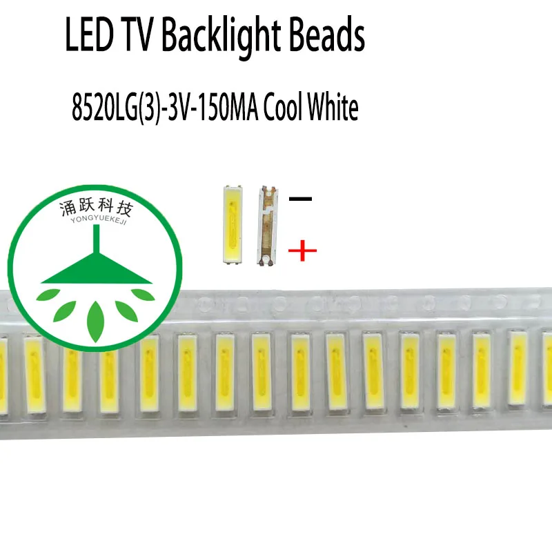 

100Pcs/lot new 8520 3v 150ma lamp beads cool white for repair led tv backlight light bar chip hot