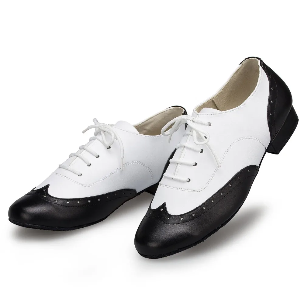 Chaussures de danse latine pour hommes, chaussures de danse pour salle de bal, chaussures carrées de fête à la mode, en cuir véritable, talon bas