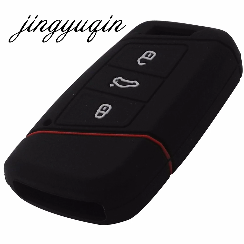 jingyuqin Silicone key fob case holder for VW Skoda Superb Magotan Passat B8 A7 Golf Smart Remote Protector Skin Cover