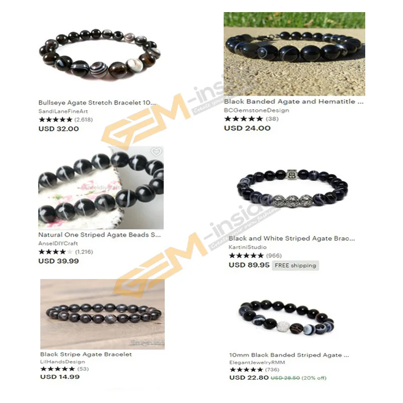 6-18mm Natural Round Black Stripes Onyx Agates Stone Beads For Jewelry Making DIY Bracelet Necklace Gift 15\