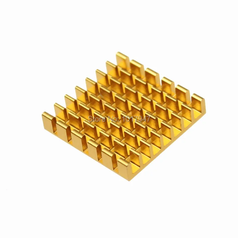 

100pcs lot 25x25x5mm Aluminum Golden Radiator Heatsink Cooler