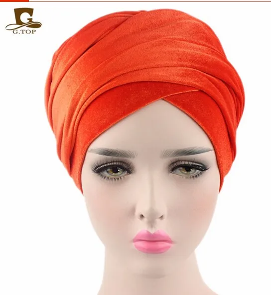 NEW Luxury pleated velvet magic Turban hijab Head Wrap Extra Long tube indian Headwrap Scarf Tie