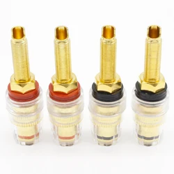 4Pcs Brass Crystal Binding Post for Thread Audio Speaker Amplifier 4mm Banana Plug Terminals Connector Black & Red