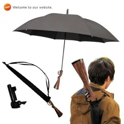 Rifle wooden handle gun imitation umbrella 100%sunscreen anti-uv parasol straight windproof anti-thunder fiberglass long ribs