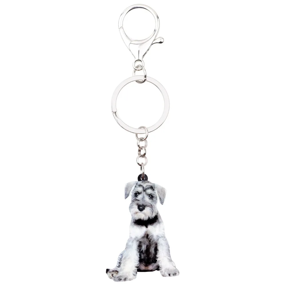 Bonsny Acrylic Sweet Schnauzer Dog Key Chain Keychain Ring Anime Animal Jewelry For Women Girls Ladies Bag Car Purse Charms Bulk