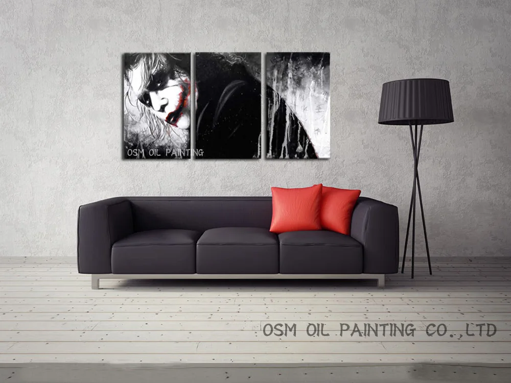 Professional Artist 100% Hand-painted High Quality Movie Star The Joker Oil Painting On Canvas Black And White Joker Paintings