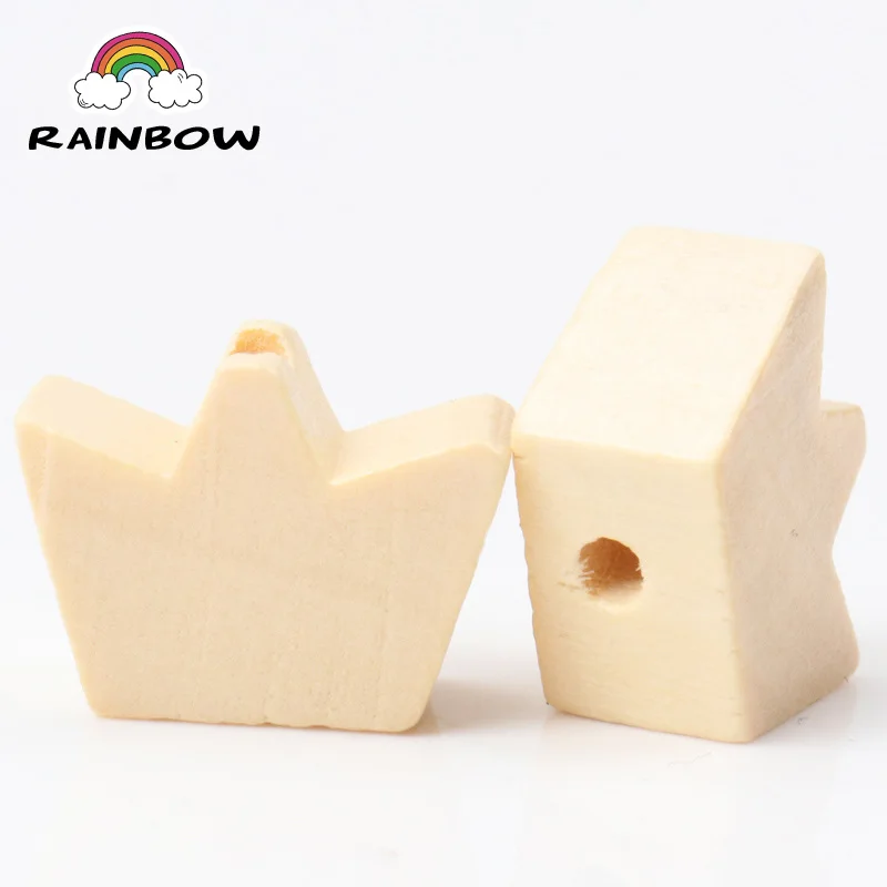 New Natural Crown Pattern Wooden Material Spacer Beads For Kids Jewelry making DIY 13x18mm 20pcs