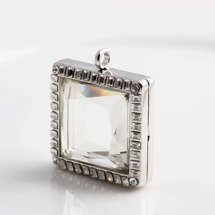 10pcs/Lot Glass Square Floating Memory Locket Pendant For Living Medaillon Charms Jewelry Accessories Making Bulk