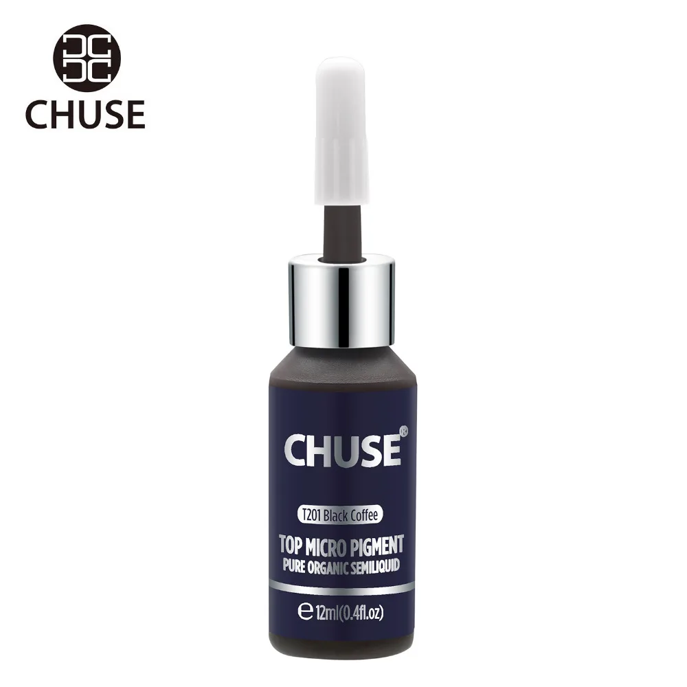 CHUSE Permanent Makeup Ink Black Coffee T201 Eyeliner Tattoo Ink Set Eyebrow Microblading Pigment Professional 12ML 0.4oz