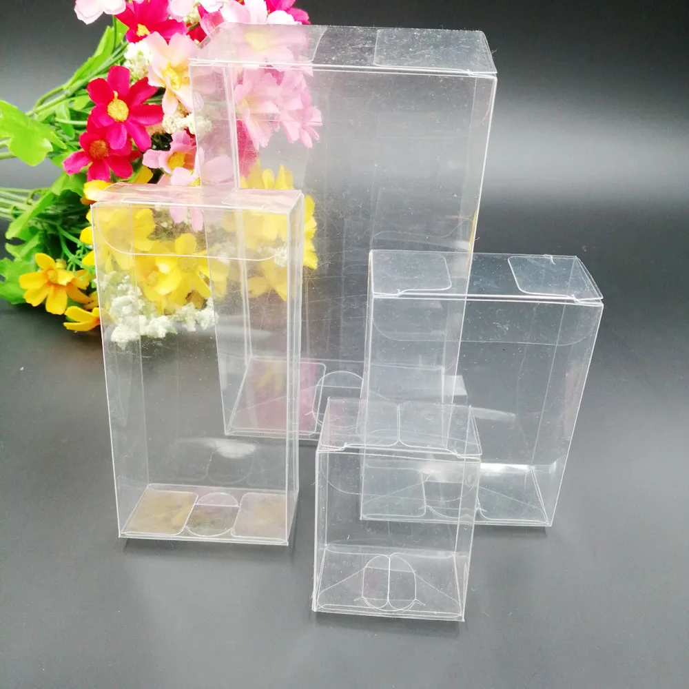 50pcs 3xWxH Pvc Box Clear Transparent Plastic Boxes Storage Jewelry Gift Box Wedding/Christmas/Candy/Party For Gift Packing Box