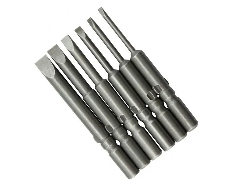 1 Set 6 Pieces Slotted Screwdriver Bit Set 5mm Shank 60mm Long Flathead Screwdriver Bits Set