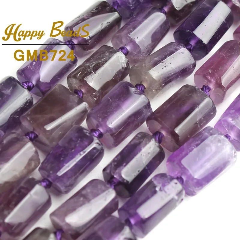 Natural Purple Amethysts Beads Cylinder Shape Loose Spacer Beads For Jewelry Making DIY Bracelet Necklace 15