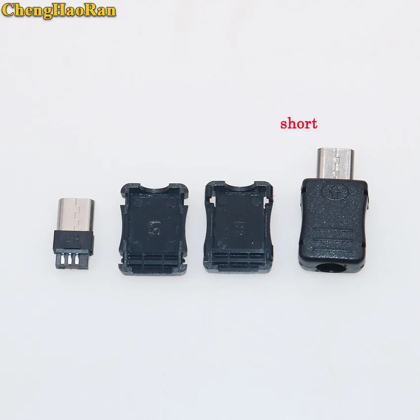 ChengHaoRan 1PCS V8 Long / Short type DIY Micro USB Male Plug Connectors Kit Covers 5P Data Line Accessories Interface