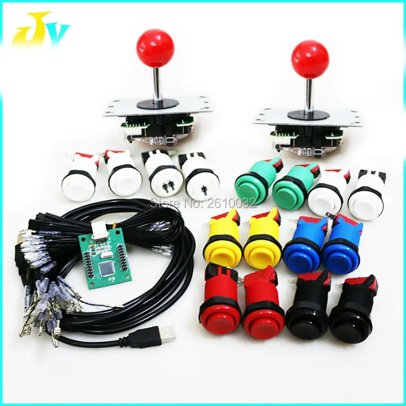 

Free shipping Arcade parts Bundles kit With American /ZIPPY /copy sanwa Joystick HAPP style buttons 2 player USB interface PCB