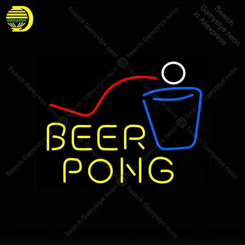 

Neon Sign for Beer Pong Neon Bulb sign handcraft Beer bar club pub glass neon signboard Decorate Hotel restaurant wall lamp