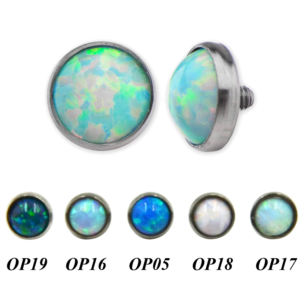 40piece Opal Gem Crystal Dermal Tops G23 Titanium Piercing Top Accessories for Anchor Jewelry Body Skin Diver 16g Threaded