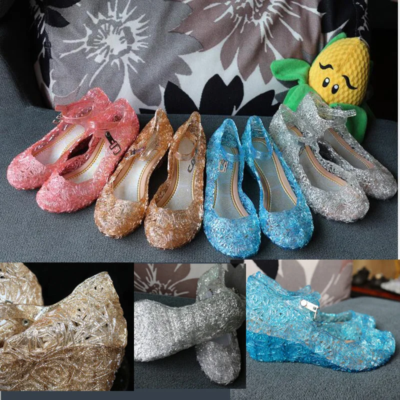 MERI AMMI  Children Girl Sandals Jelly princess Dress up Cosplay baby shoes Girls Jelly Shoes for stage dancing show